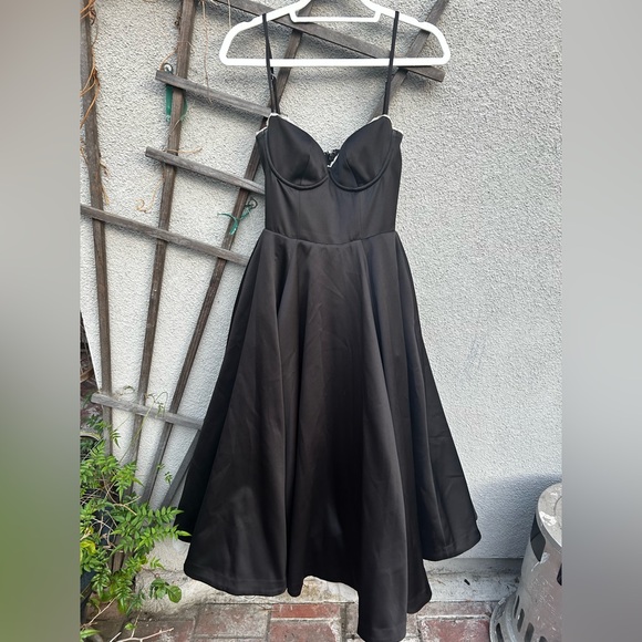 House of CB 'Mademoiselle' Black Satin Tulle Midi Dress - Picture 7 of 16